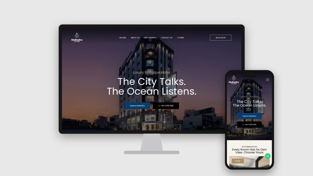 MaRadha Colombo website on desktop and mobile